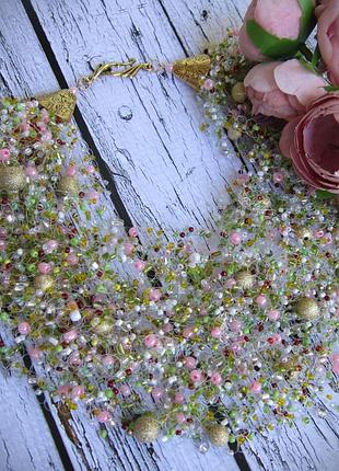 Плетеное ожерелье из бисера " летние краски"