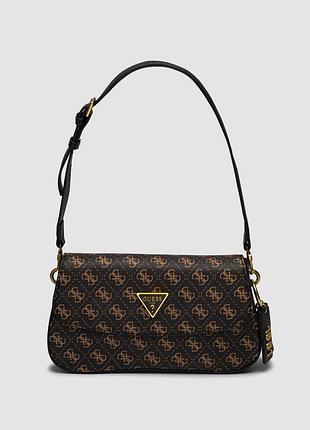 Guess cordelia shoulder bag brown canvas gold