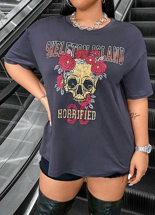 Футболка с принтом череп 18-20 размера