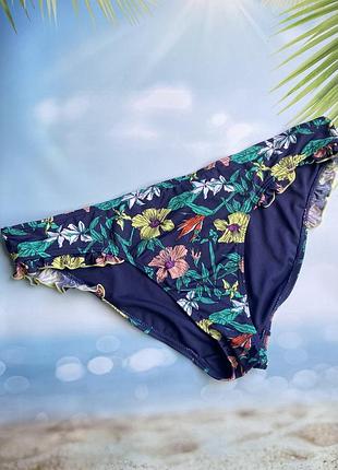 Жіночі плавки темно-сині у квітковий принт