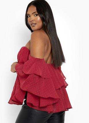 Нова шоколадна кроп топ блуза на плечі uk 16 батал