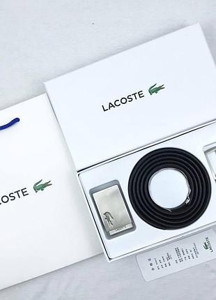 Мужской ремень lacoste с 2 пряжками на подарок
