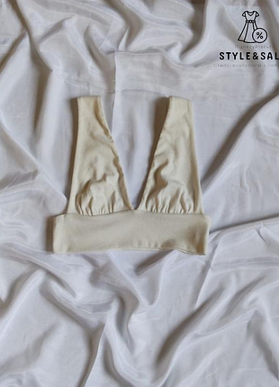 Модный молочный топ в рубчик двойной shein s 44