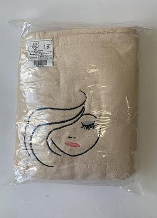 Набор для бани и сауны женский банный комплект  из 3-х предметов полотенце халат на липучке чалма