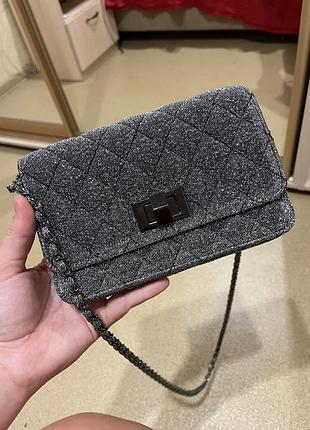 Сумка клатч срібляста блискуча