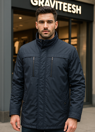 Мужская демисезонная удлиненная куртка темно-синяя/ maine new england / eu 40-42 / l-xl / стан идеален!!!