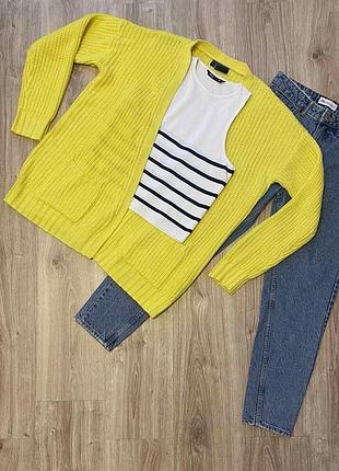Яркий, желтый, связанный кардиган 💛