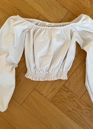 Белая блузка reserved с открытыми плечами | размер s