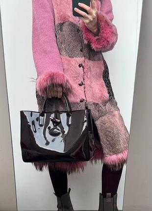 Roccobarocco jeans пальто шубка натуральне хутро з трикотажними
вставками