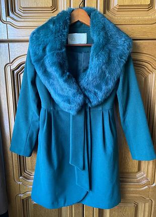 Жіноче осіннє зелене пальто joy miss