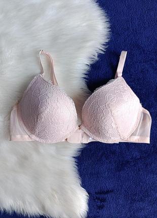 Бюстгальтер бра уплотненный пуш-ап кружевной розовый новый