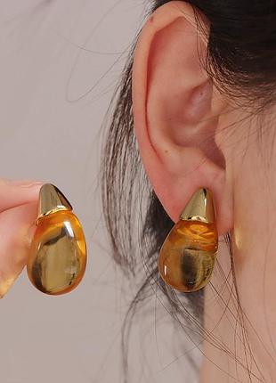 Трендовые серьги капли в желтом цвете ✨