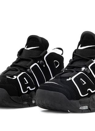 Чоловічі кросівки зимні чорні nike air more uptempo, мужские кроссовки найк зимние с мехом, кросівки зимові з хутром, жіночі кросівки найк зимні