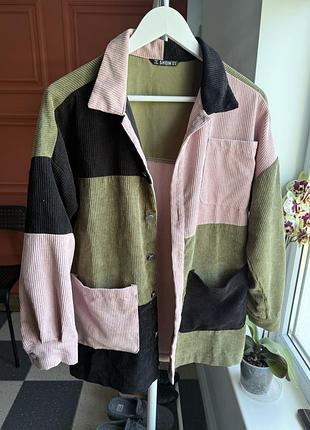 Вельветова сорочка рубашка печворк zara shein