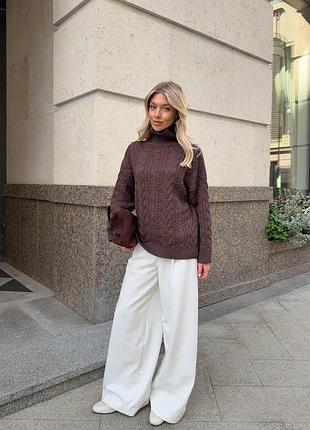 Итальянская пряжа с эффектом soft-touch мягкий удлиненный свитер воротник узор манжеты орнамент