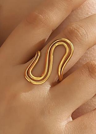 Геометрическое кольцо из нержавеющей стали, безразмерное золотистое кольцо медсталь
