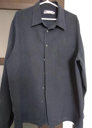 Мужская рубашка с длинным рукавом, 💯 шелк, цвет припыленный синий, размер xl