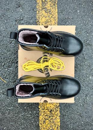 Ботинки dr. martens 1460 smooth mono black fur черевики2 фото