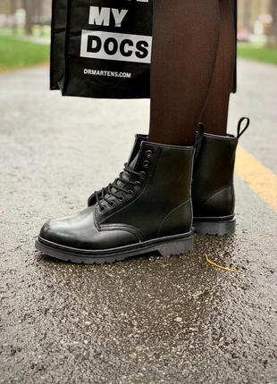 Ботинки dr. martens 1460 smooth mono black fur черевики4 фото