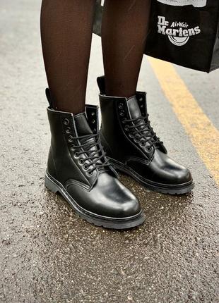 Ботинки dr. martens 1460 smooth mono black fur черевики9 фото