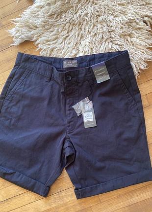 Чоловічі новенькі стильні темно синього кольору шорти на ґудзику з кишенями primark