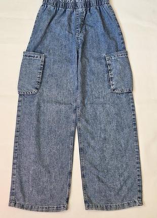 Легкие джинсы с карманами для девочки h&m, 9-10роков