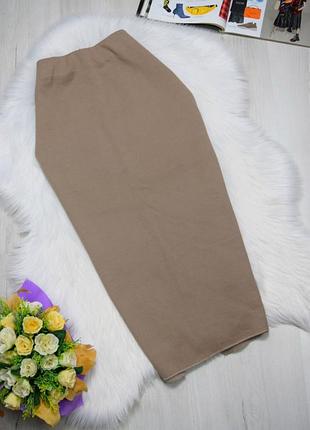 Юбка миди бежевая теплая в рубчик