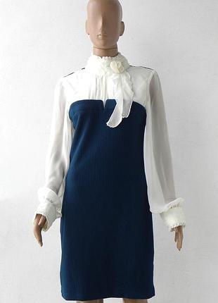 Комбинированное бирюзово-кремовое платье 42 размер (36 евроразмер)