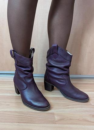 Сапоги полусапоги ботильоны tamaris (37,5) казаки ковбойские с натур. кожи женские деми