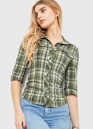 Рубашка женская в клетку цвет хаки