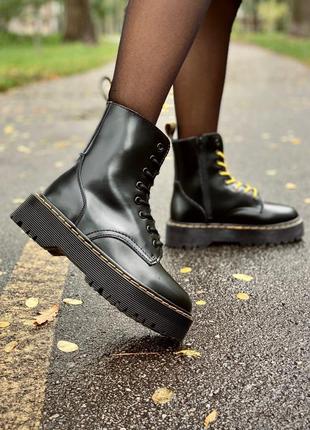 Ботинки dr. martens jadon black fur черевики