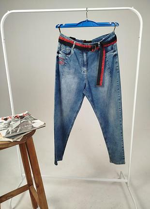 Стильні молодіжні джинси жіночі турецькі із поясом всі розміри