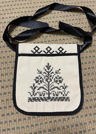 Ладунка, кишенька, гаман - полотняна торбинка, з вишивкою хрестиком, на пояс, для жінок та дівчат