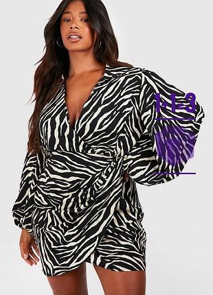 Сукня в анімалістичний зебра принт boohoo18