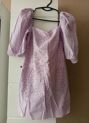 Плаття прошва лілове фіолетове бавовна котон h&m m 38