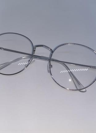 Прозорі окуляри / окуляри нульовки в металевій сріблястій оправі2 фото