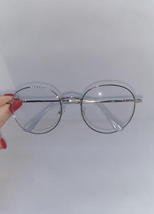 Прозорі окуляри / окуляри нульовки в металевій сріблястій оправі3 фото