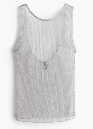 Блестящий топ майка сеткой с глубоким вырезом на спине divided by h&m