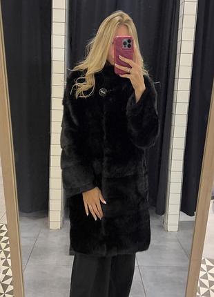 Норкова шуба чорна saga furs