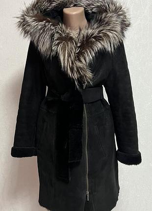 Срочно! шикарна натуральна дублянка з капюшоном хl 46-48р.