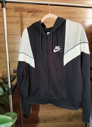 Женская спортивная кофта соп худи nike черно-белая с капюшоном l-xl 48-50 9