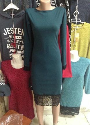 Женское платье с кружевом,с м л