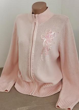 Котонова кофта на замку з декором
60%. котон  40%. акрил