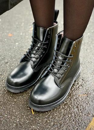 Ботинки dr. martens 1460 smooth mono black fur черевики5 фото