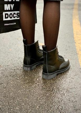 Ботинки dr. martens 1460 smooth mono black fur черевики8 фото
