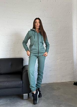 Жіночий костюм двійка( кофта утепленна хутром у вигляді жилетки, капюшон на хутрі + штани на флісі з кишенями,середньої посадки)