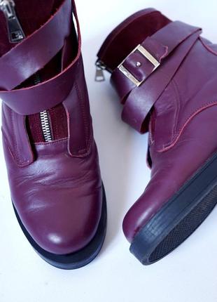 Зимние кожаные ботинки на толстой подошве. кожаные сапожки зима2 фото