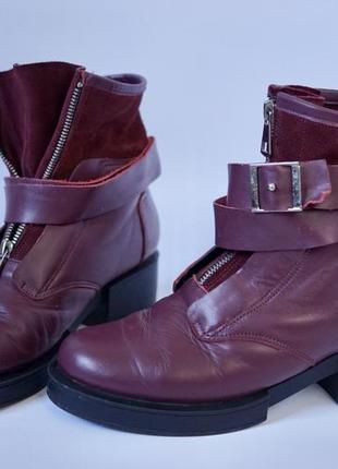 Зимние кожаные ботинки на толстой подошве. кожаные сапожки зима7 фото