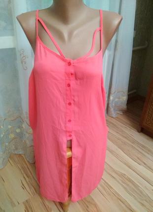 Нова брендова стильна туніка з розрізами, розмір 14-16