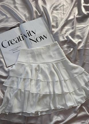 Мила спідниця з рюшами, спідничка біла подовжена хс